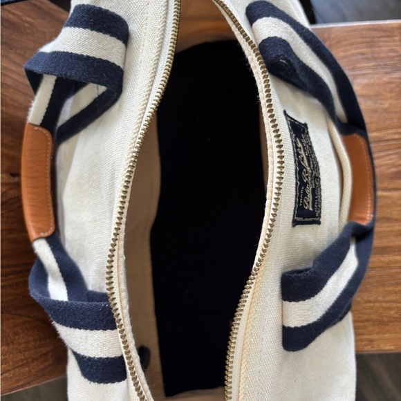 Polo by Ralph Lauren Cream and Blue Canvas Tote Bag - Picture 3 of 4